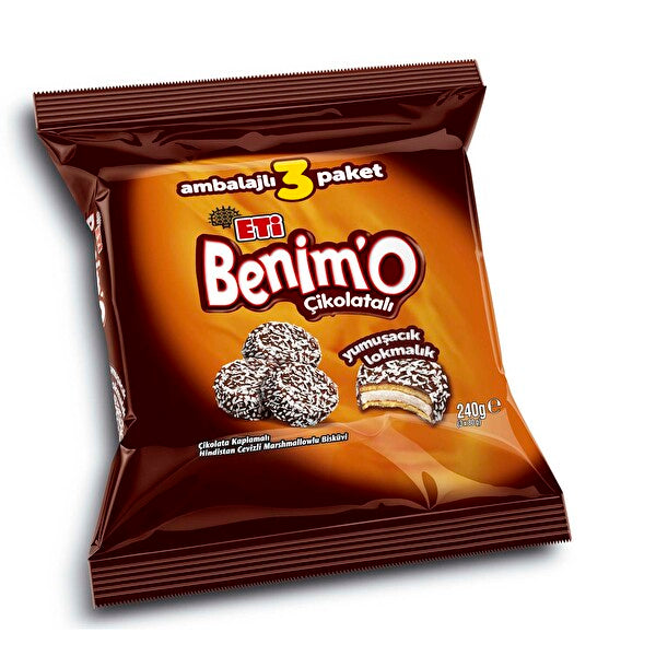 Eti Benim Chocolate & Coconut Coated Marshmallow Biscuits 3 Packs 240g